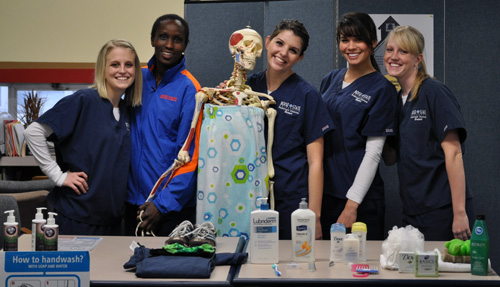 Radiologic Sciences students at handwashing table