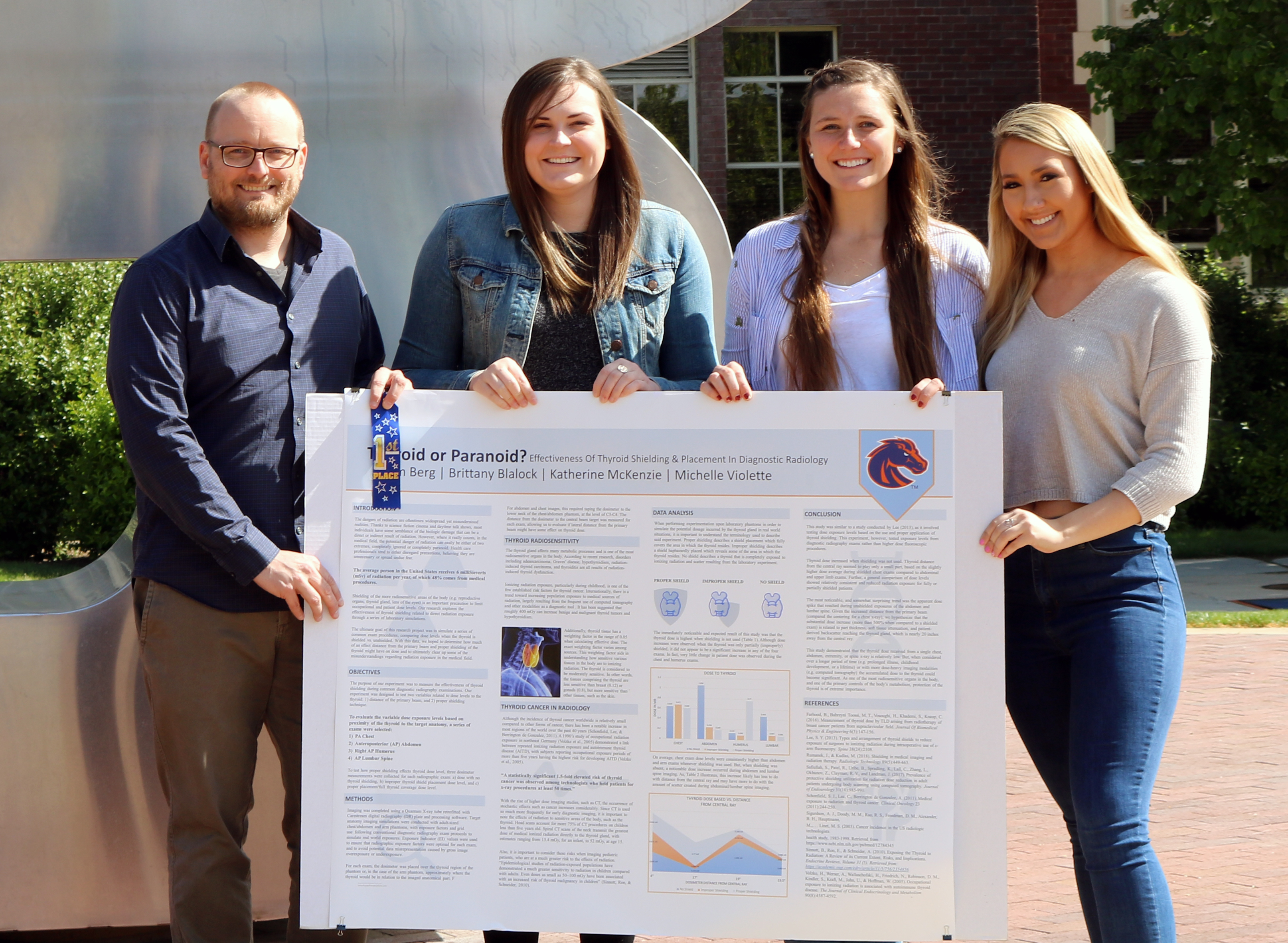 Students who won first place with their poster