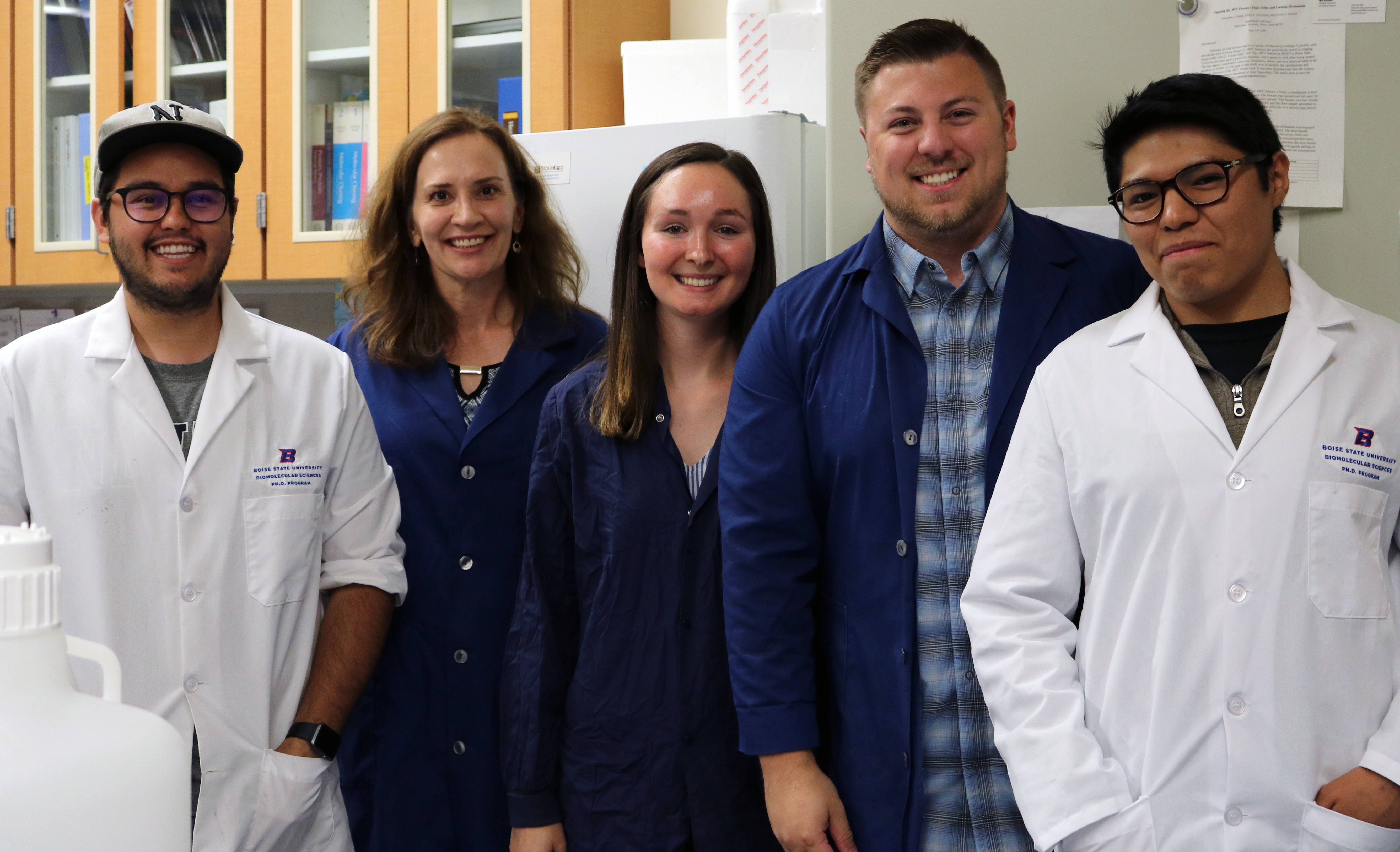 Researchers in Kristen Mitchell's lab posing