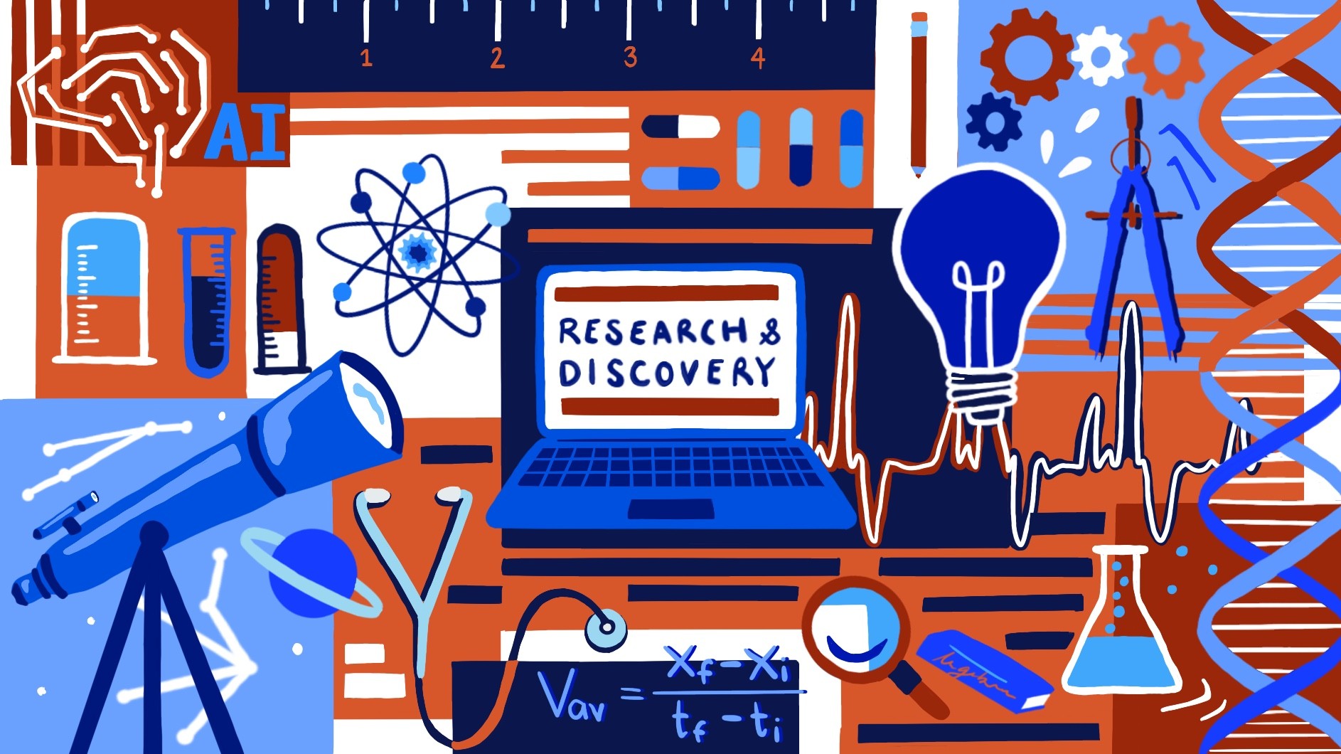 Research and Discovery cartoon illustration