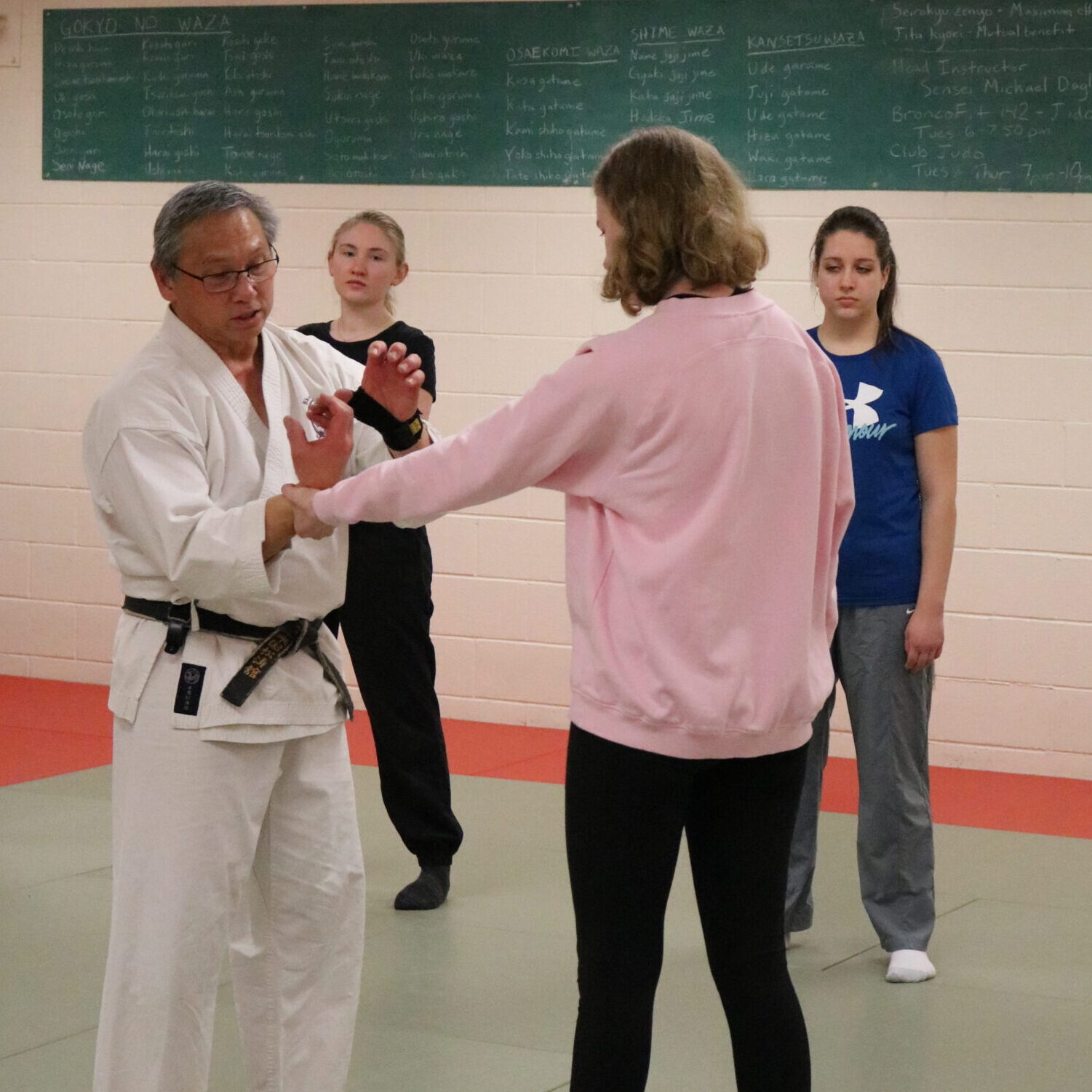 Instructor Alvin Sablan demonstrates how to escape a wrist hold.