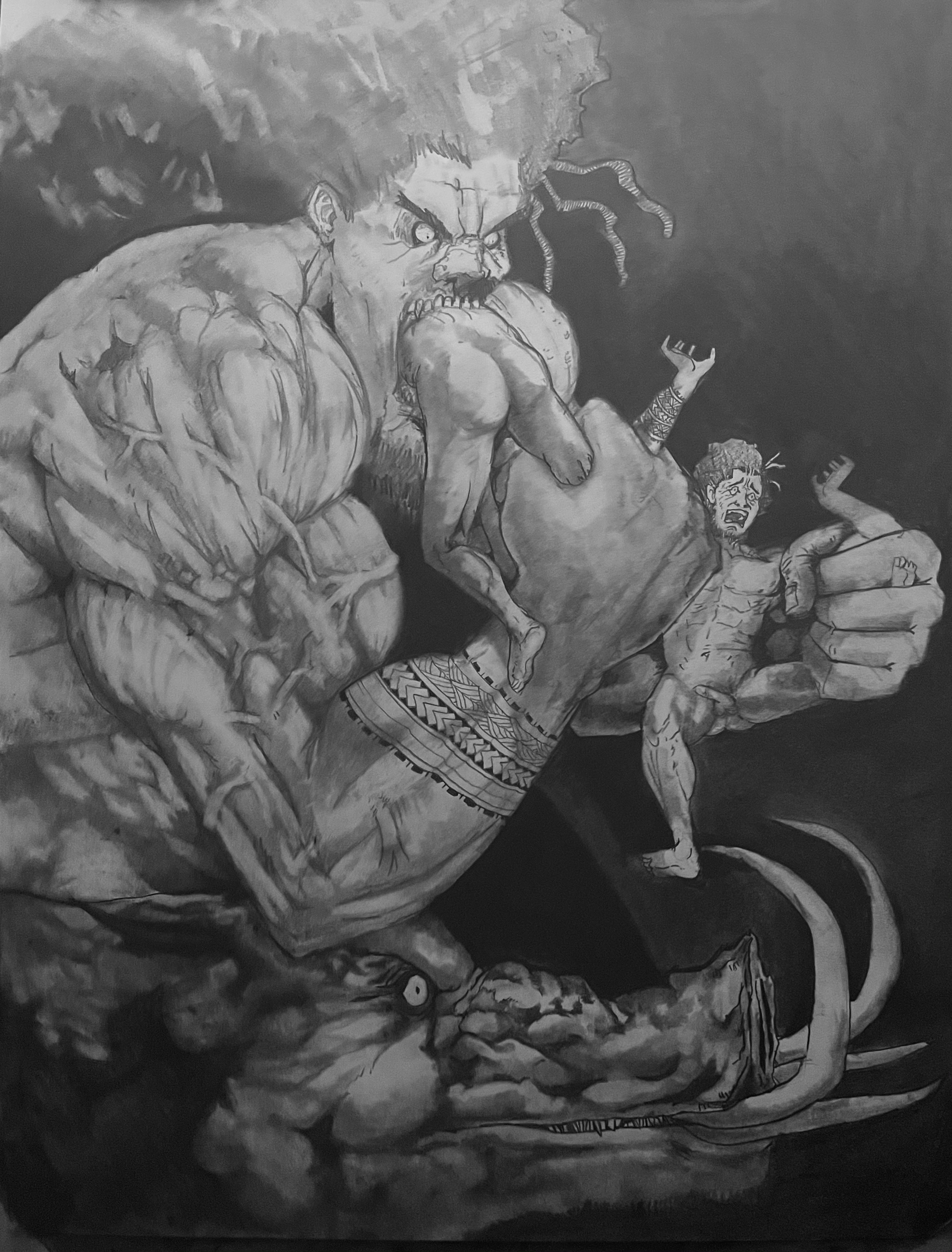 Gluttony graphite drawing.