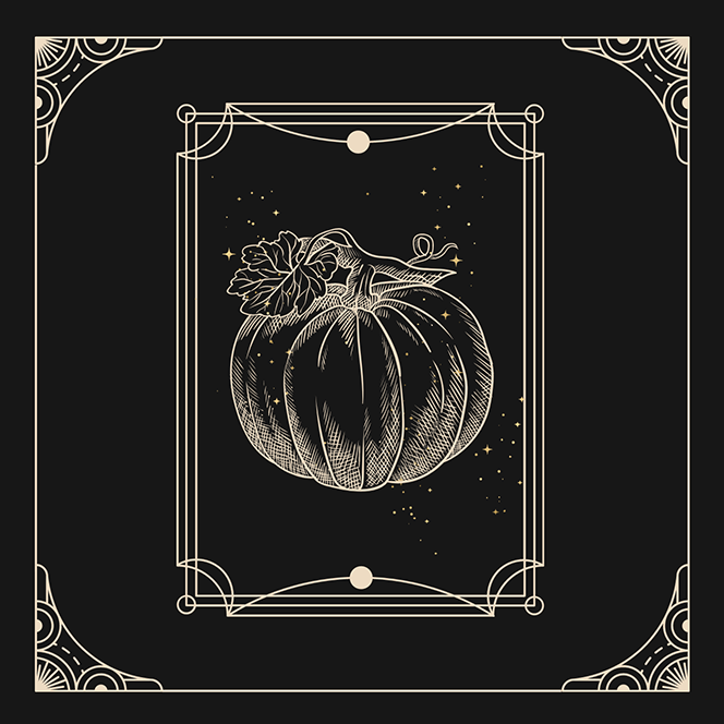 Illustration of a pumpkin as an illustration of the theatre's production of The Legend of Sleepy Hollow, October 14-30, 2022 at Boise State