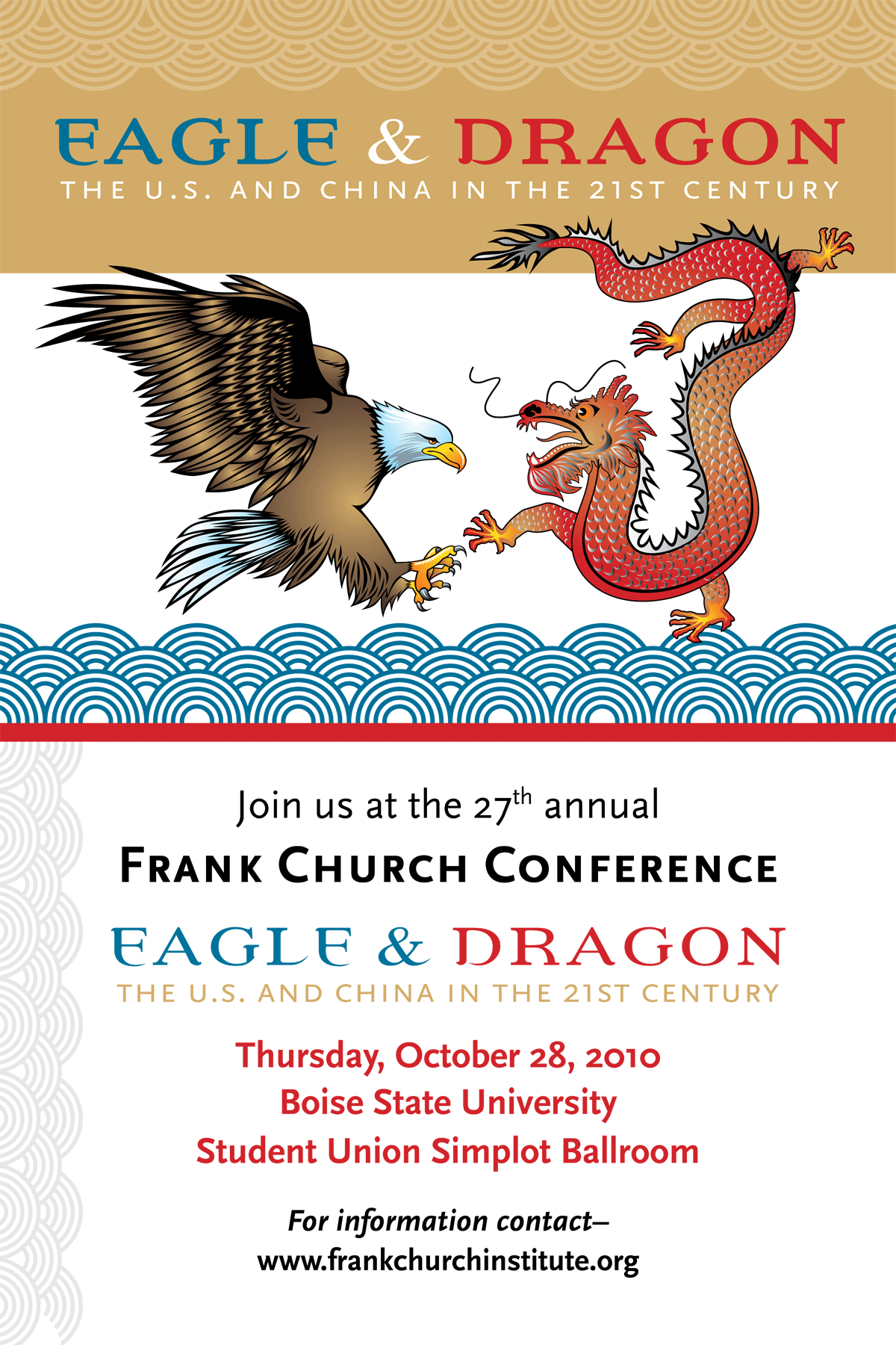  Conference poster depicting an eagle engaging with a dragon over a body of water