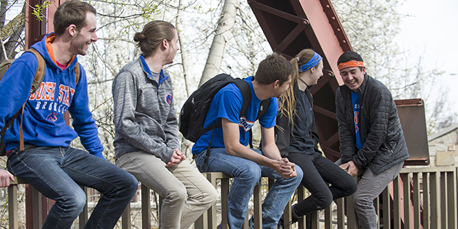 photo of students on bridge