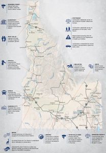 Map of Idaho showing IPI projects