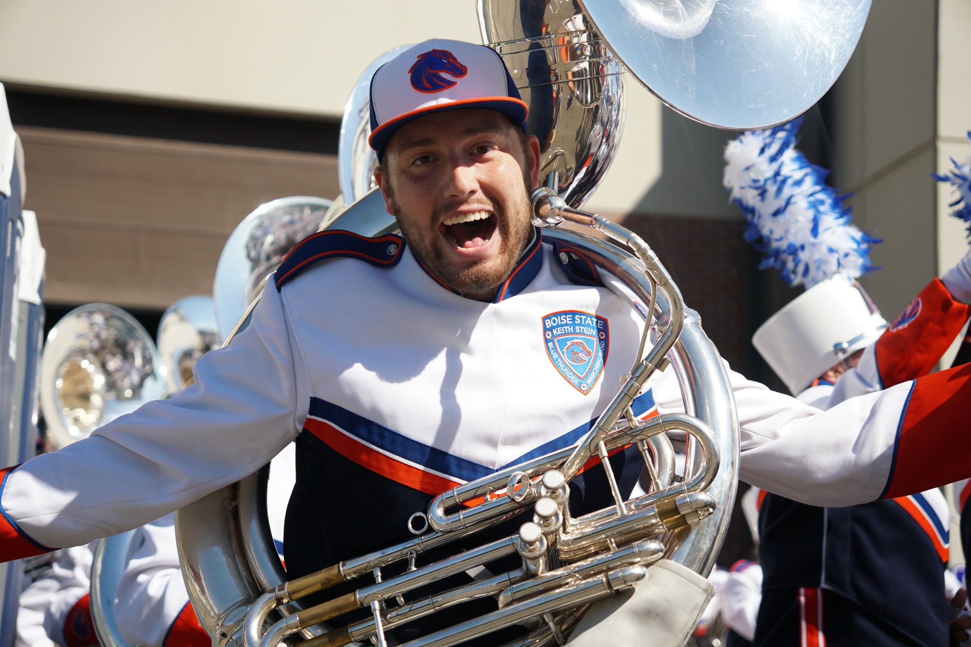 Martin Cuntz with instrument in his Blue Thunder uniform