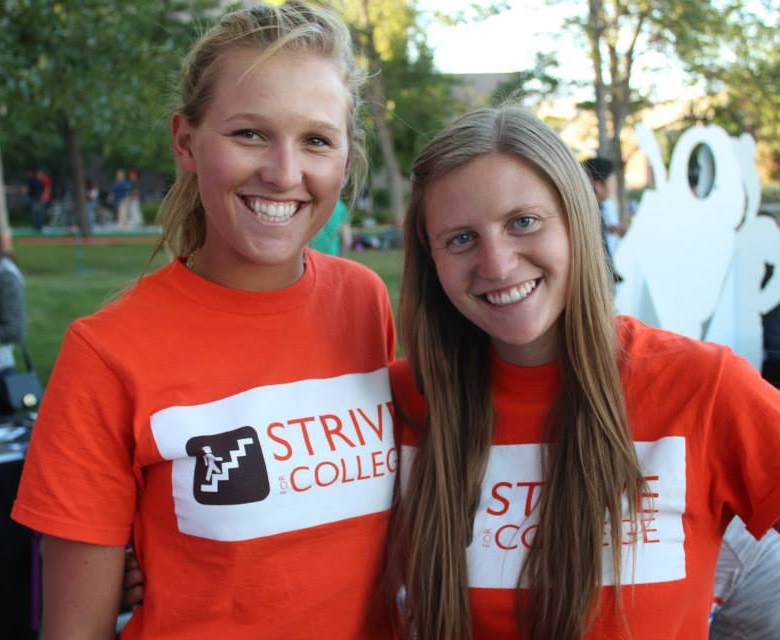 Two female boise state students posing for a picture together