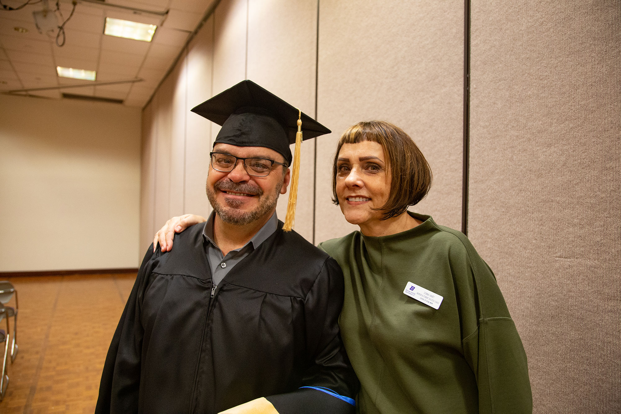 Wayne Brown at Graduation with advisor, Donna Haney