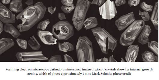zircon crystals under electron microscope