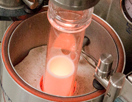 Melting of a magnetic alloy in an induction furnace.