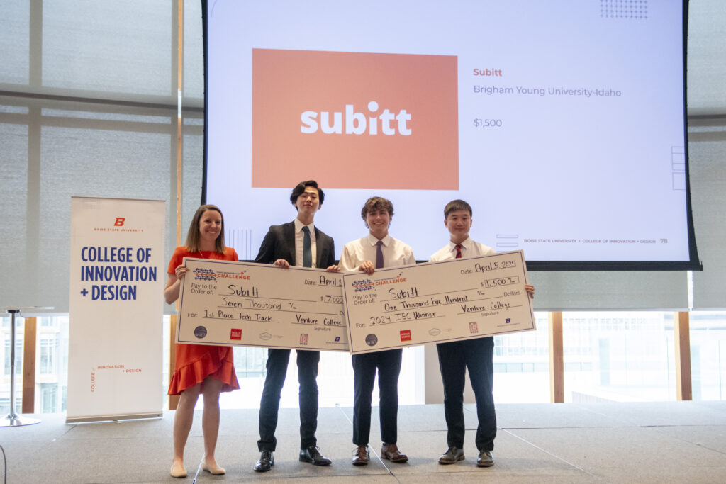 Nick Hepworth, Jaehyun Kim, and Aoi Kurik of Subitt, accepting awards