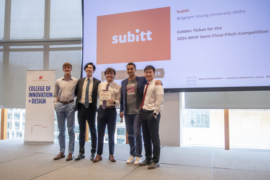 Subitt team accepting Boise Entrepreneur Week Golden Ticket award