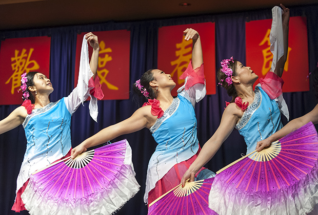 Boise State University students preforming traditional Chinese Dances