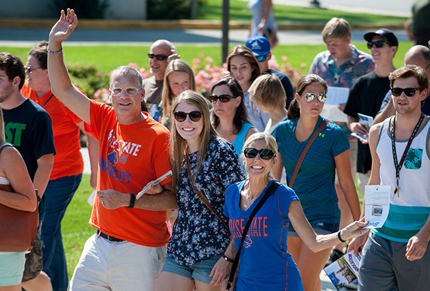 Photo of new Broncos and their families at Bronco Welcome.