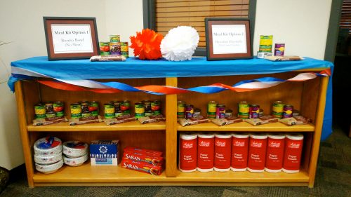 Stocked shelves at campus food pantry