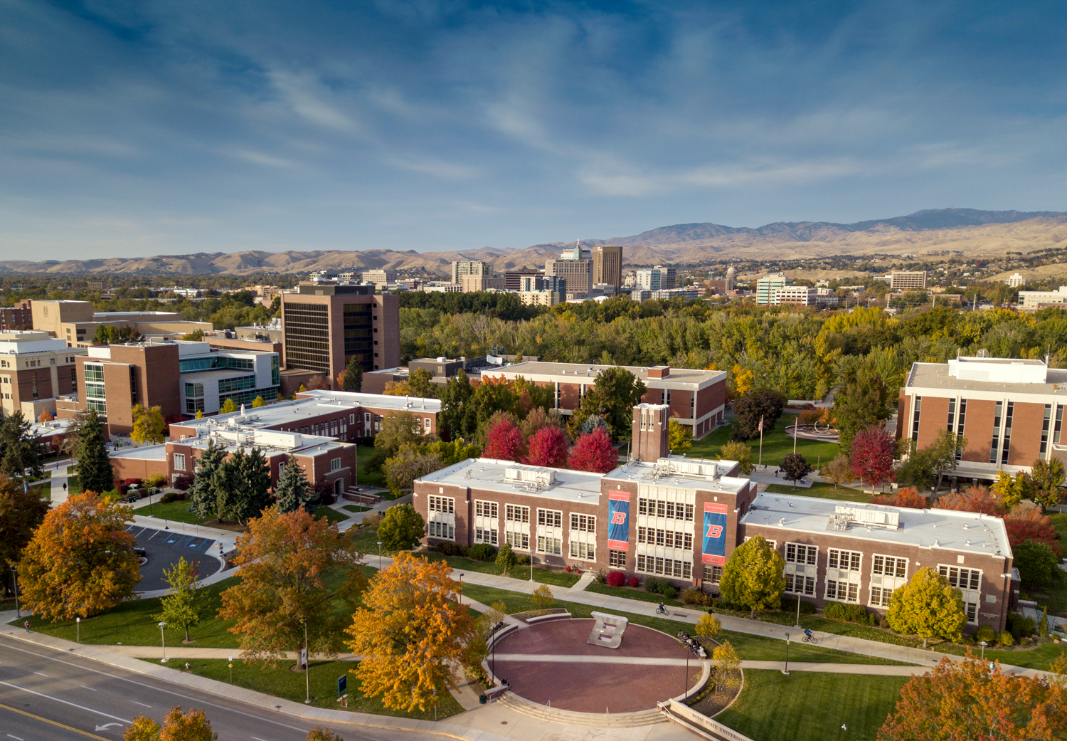 Arial view of Boise State University's campus