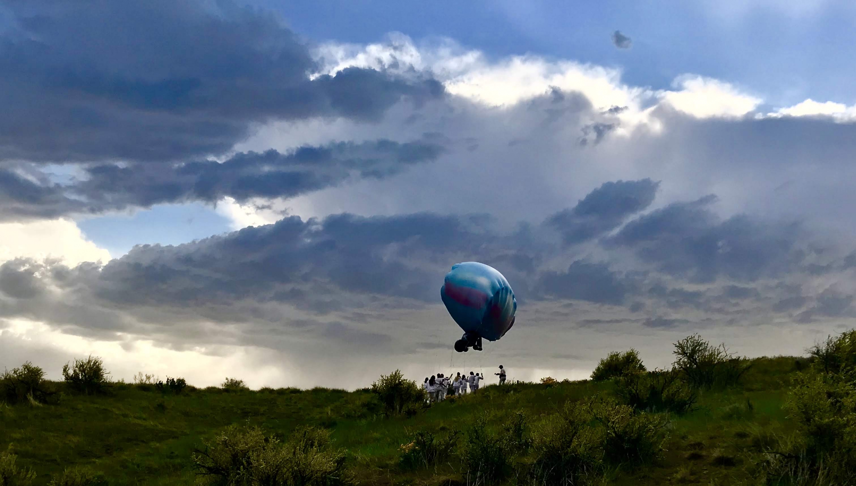 Cloudship performance art in the Boise foothills