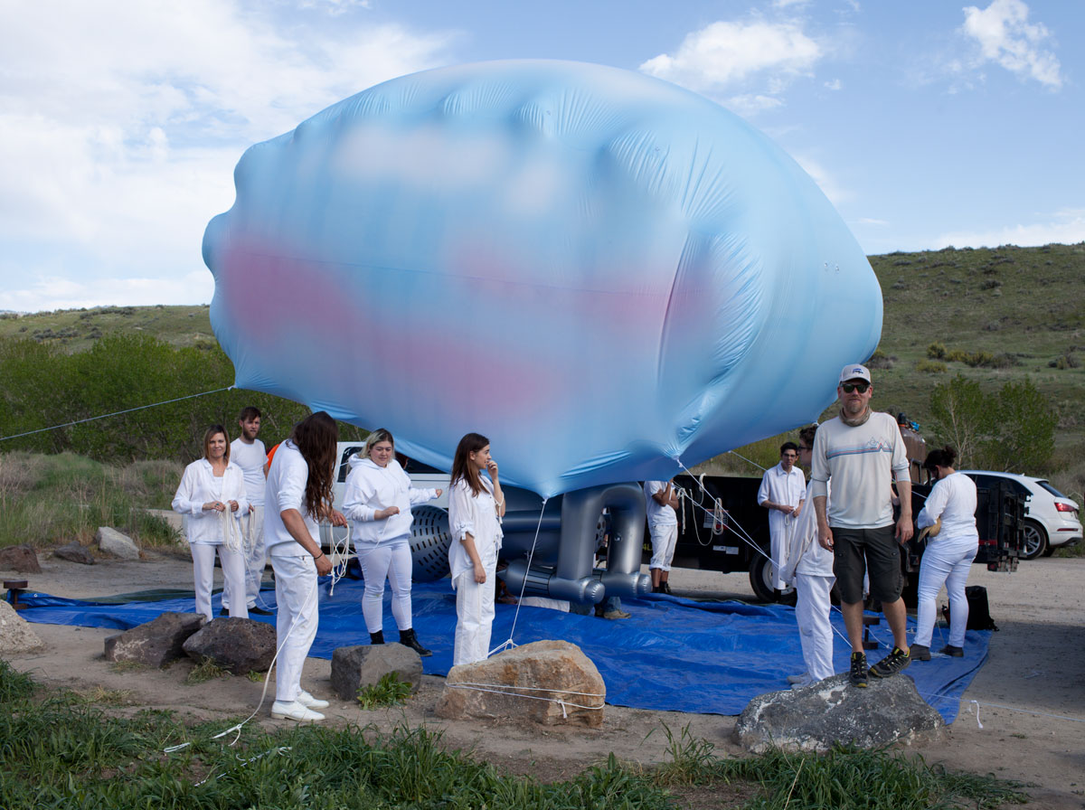 Cloudship performance art in the Boise foothills
