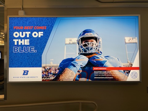Boise State Out of the Blue ad featuring football player