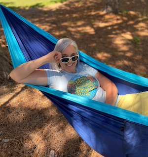 Kristin Olson in a hammock