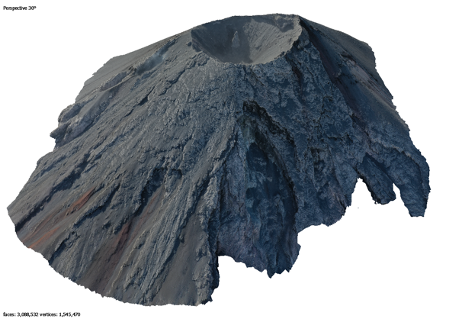 a 3D construction of the volcano mouth