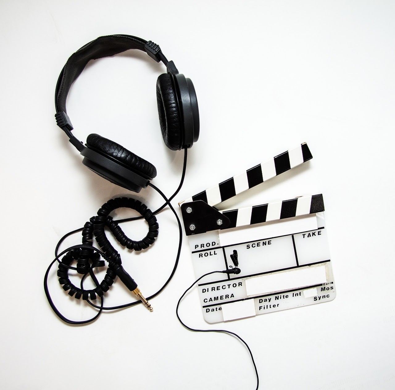 Headphones and a clapperboard