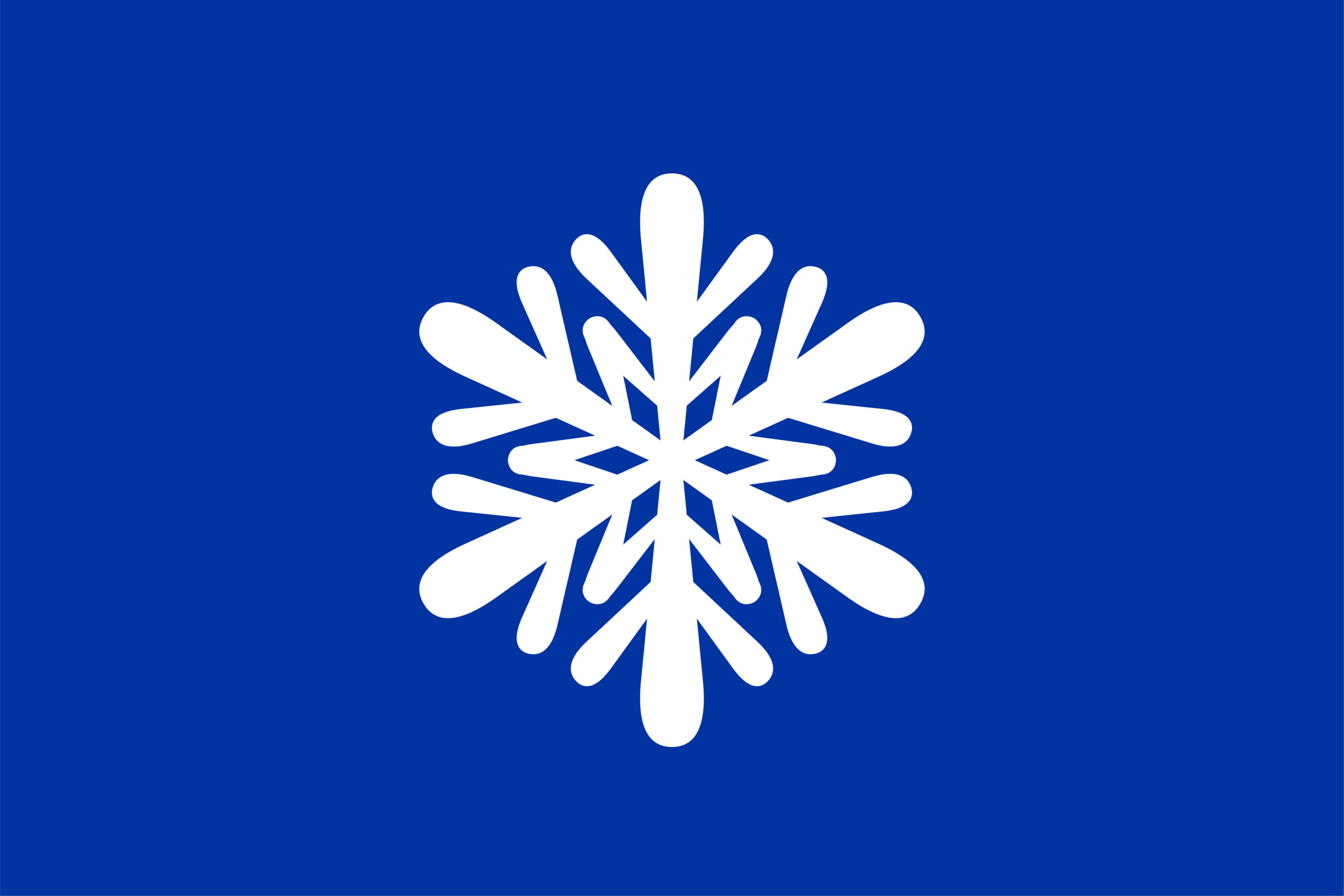 white snowflake on a blue background