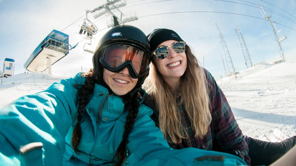 Students on a chairlift at Bogus Basin.