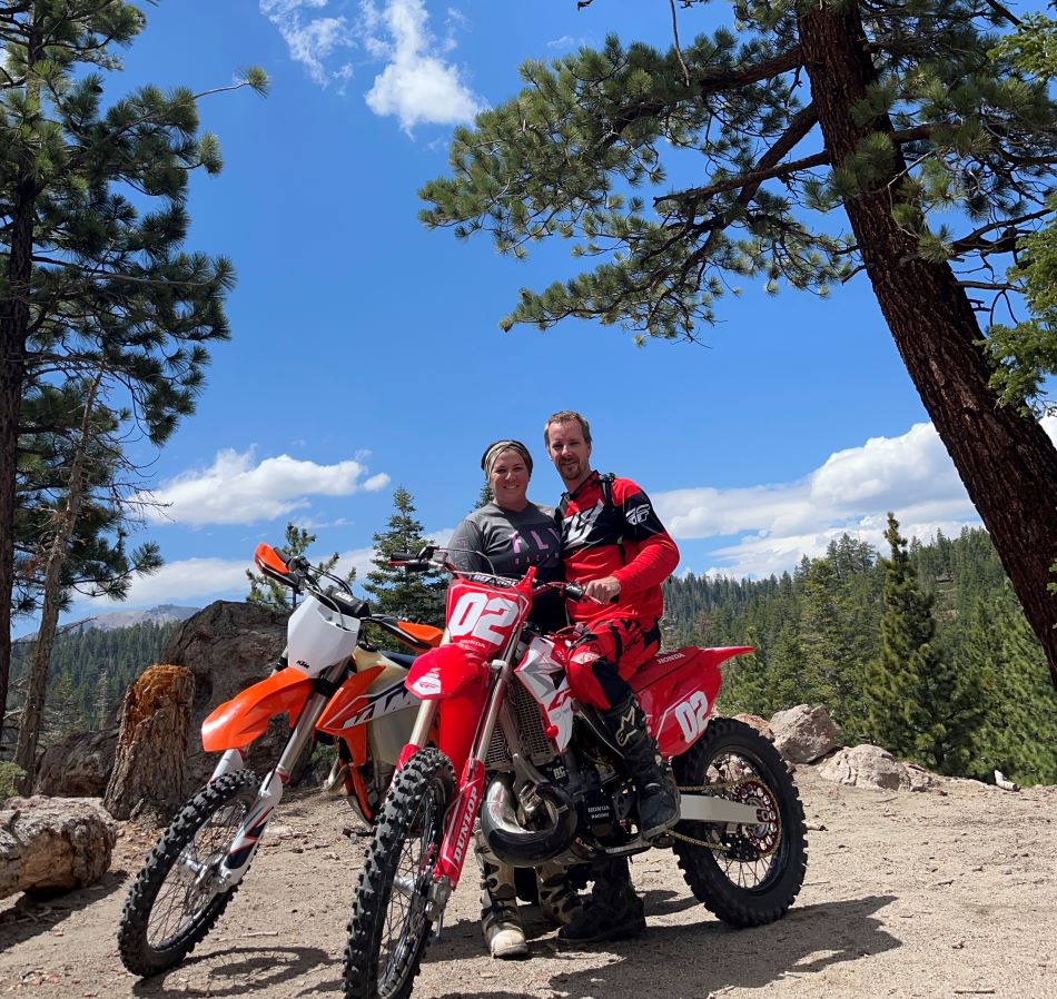 Gabby Weeks in the mountains on a dirt bike