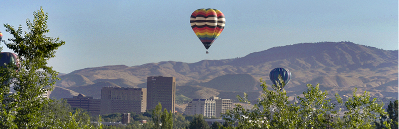hot air balloon over Boise, Idaho