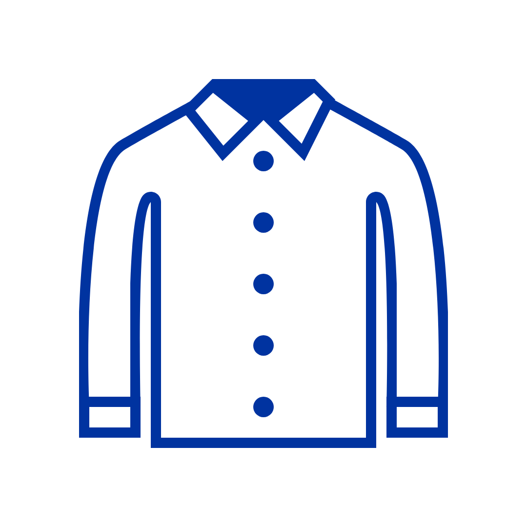 Blue icon of a collard shirt