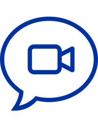 Blue icon for dialogue cloud and web camera