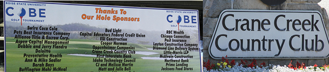sponsor sign at Crane Creek Country Club