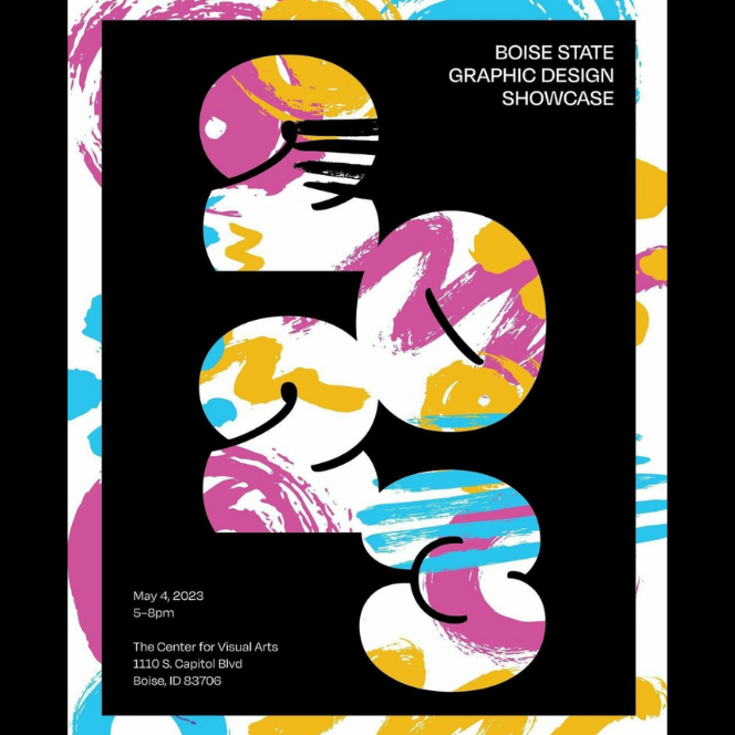 Event flyer: Boise State graphic design showcase; May 4th from 5 to 8 PM