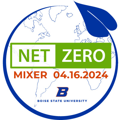A logo of the Earth encircled by a vine with the words "Net Zero" printed on it.