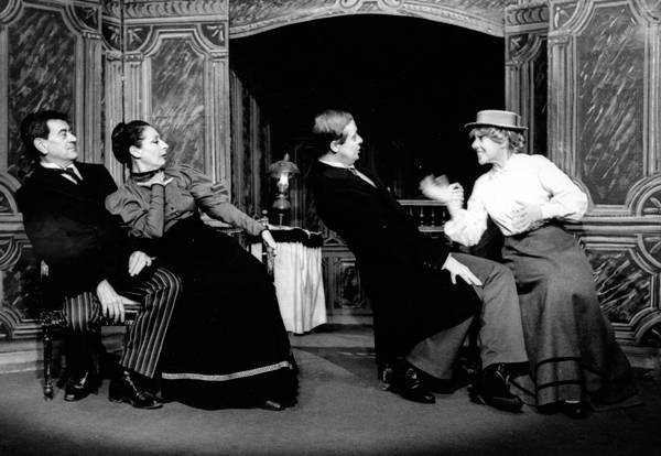 Foreign Language play La Canatrice Chauve by Eugene Ionesco. In this photo, from left to right: Nicolas Batallie, Micheline Bona, Jacques Legre, Anne Alexandre.