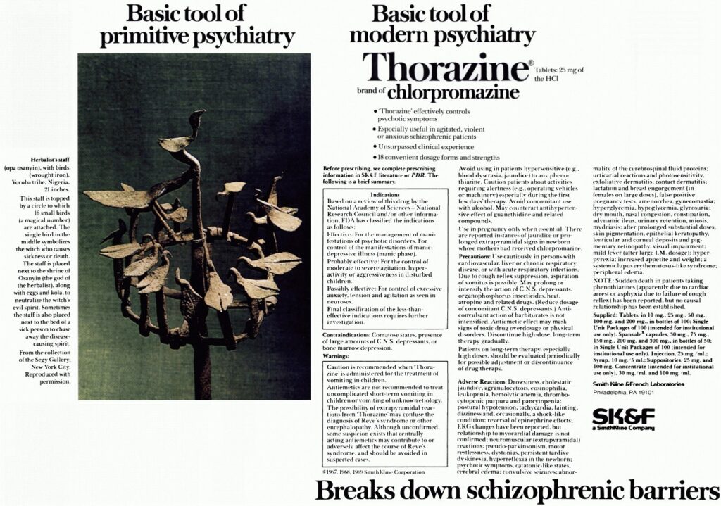 African tools in ad for Thorazine