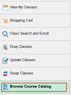Example of selecting the Browse Course Catalog tab.