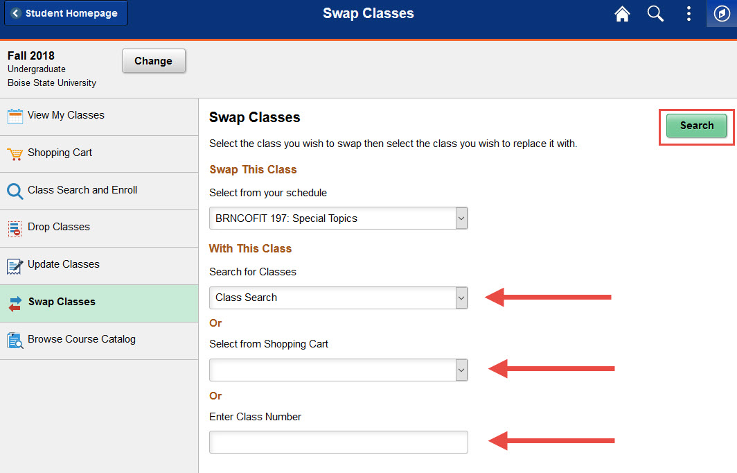 Example of selecting a method to swap from the multiple swapping methods.