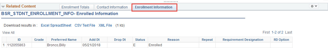 example of enrollment dates
