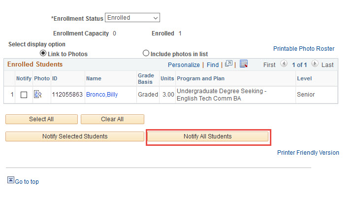 example of shot to notify all students