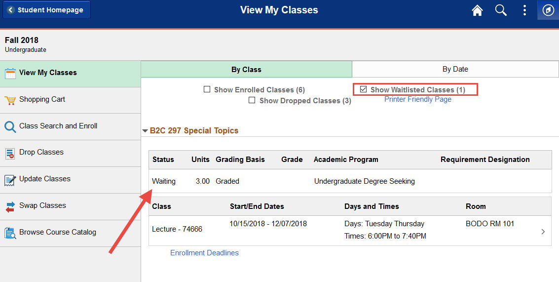 example of how to see if class is waitlisted