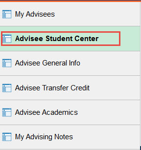 example of where to click for advisee center
