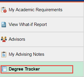 example of degree tracker tab
