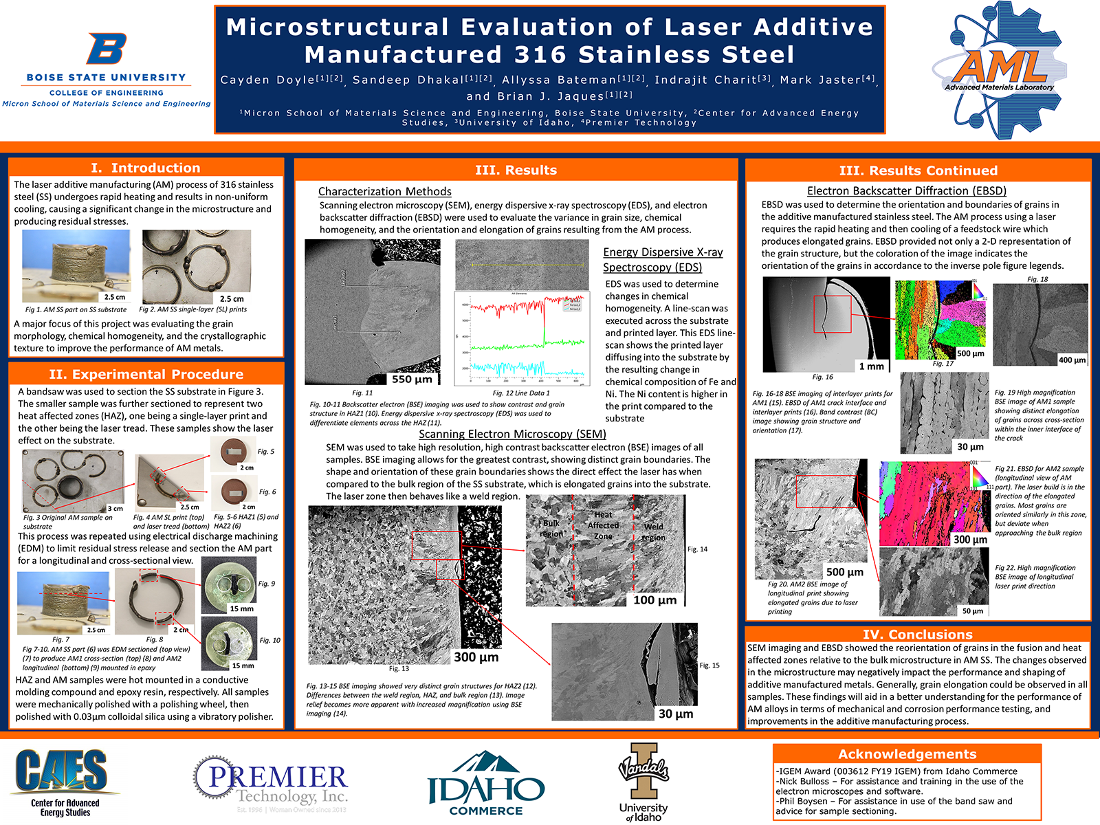 Microstructural Evaluation of Laser Additive Manufactured 316 Stainless Steel research poster