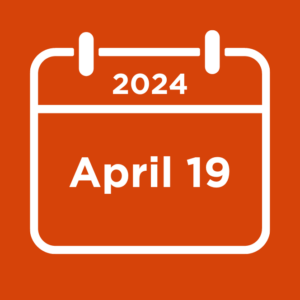 Calendar icon stating April 19, 2024