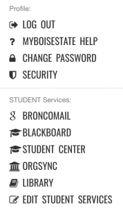 Services are available by clicking your name in myBoiseState at upper right