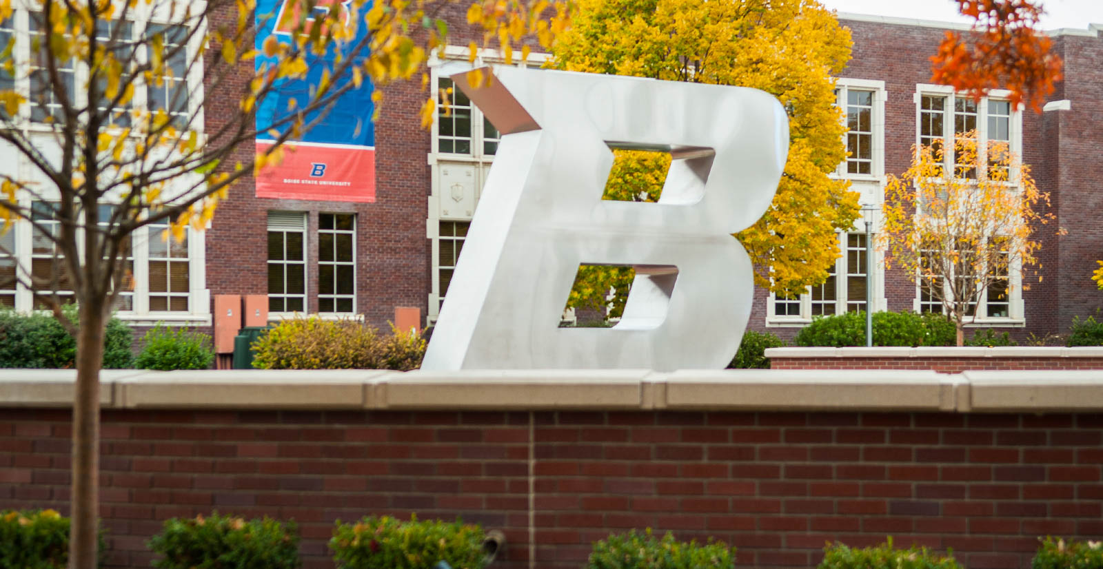 The "B" on Boise State's campus during Autumn 