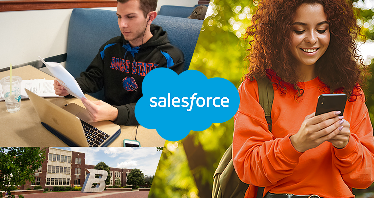 Salesforce logo with students at Boise State University